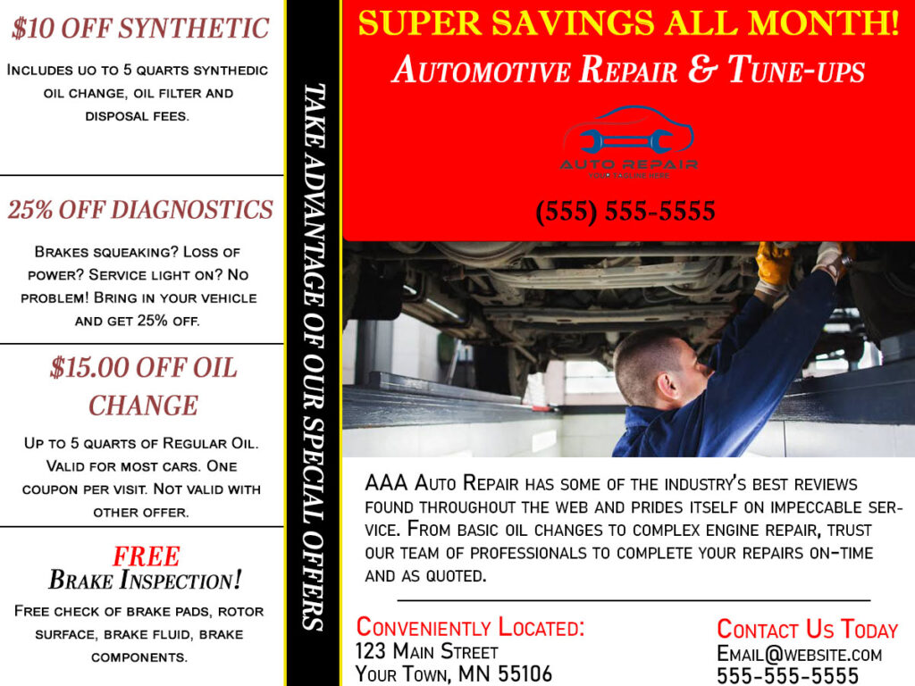 Auto repair shop ad design template