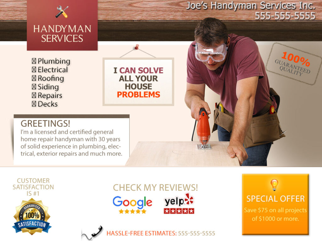 Handyman and repair pro ad design template